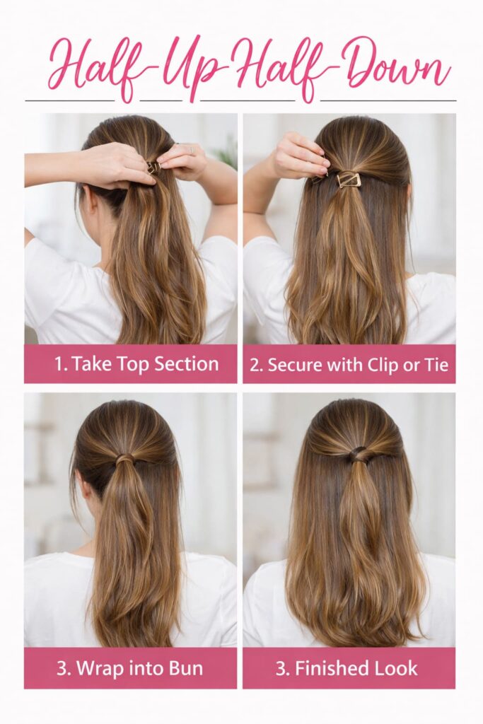 Half up Half down hairstyle