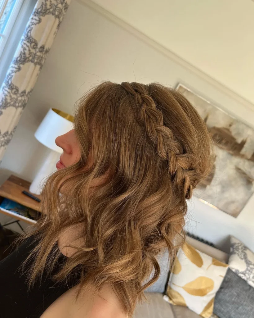 Braided crown long hairstyle