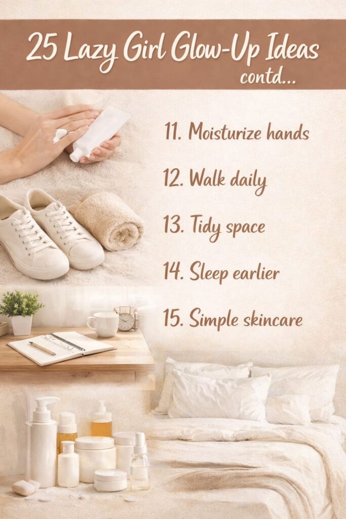 list 11-15 of lazy girl glow up ideas